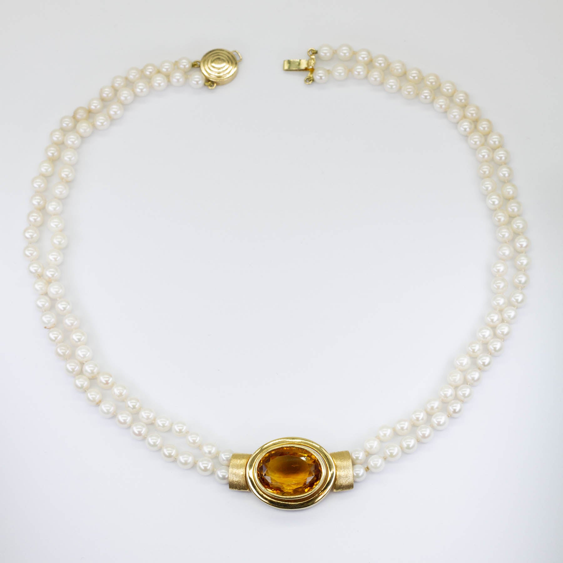 Pearl & Citrine Choker Necklace | 12.50ct | 15.5