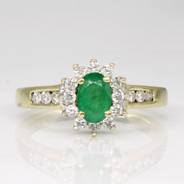 Emerald & Diamond Halo Ring | 0.40ct, 0.26ctw | SZ 5.75 |