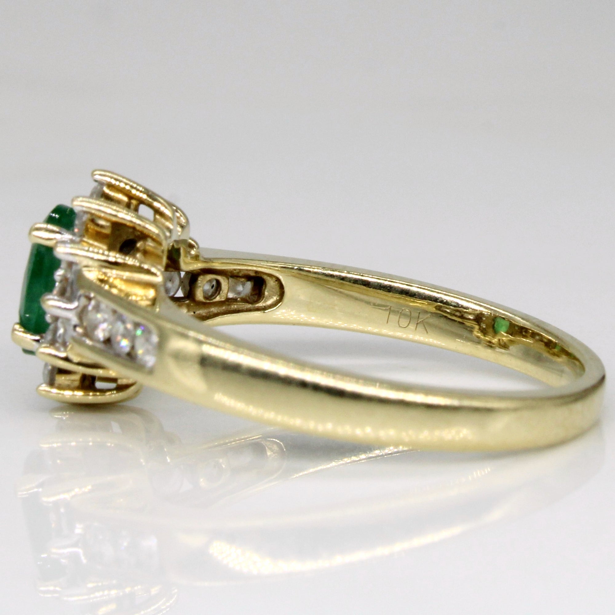 Emerald & Diamond Halo Ring | 0.40ct, 0.26ctw | SZ 5.75 |