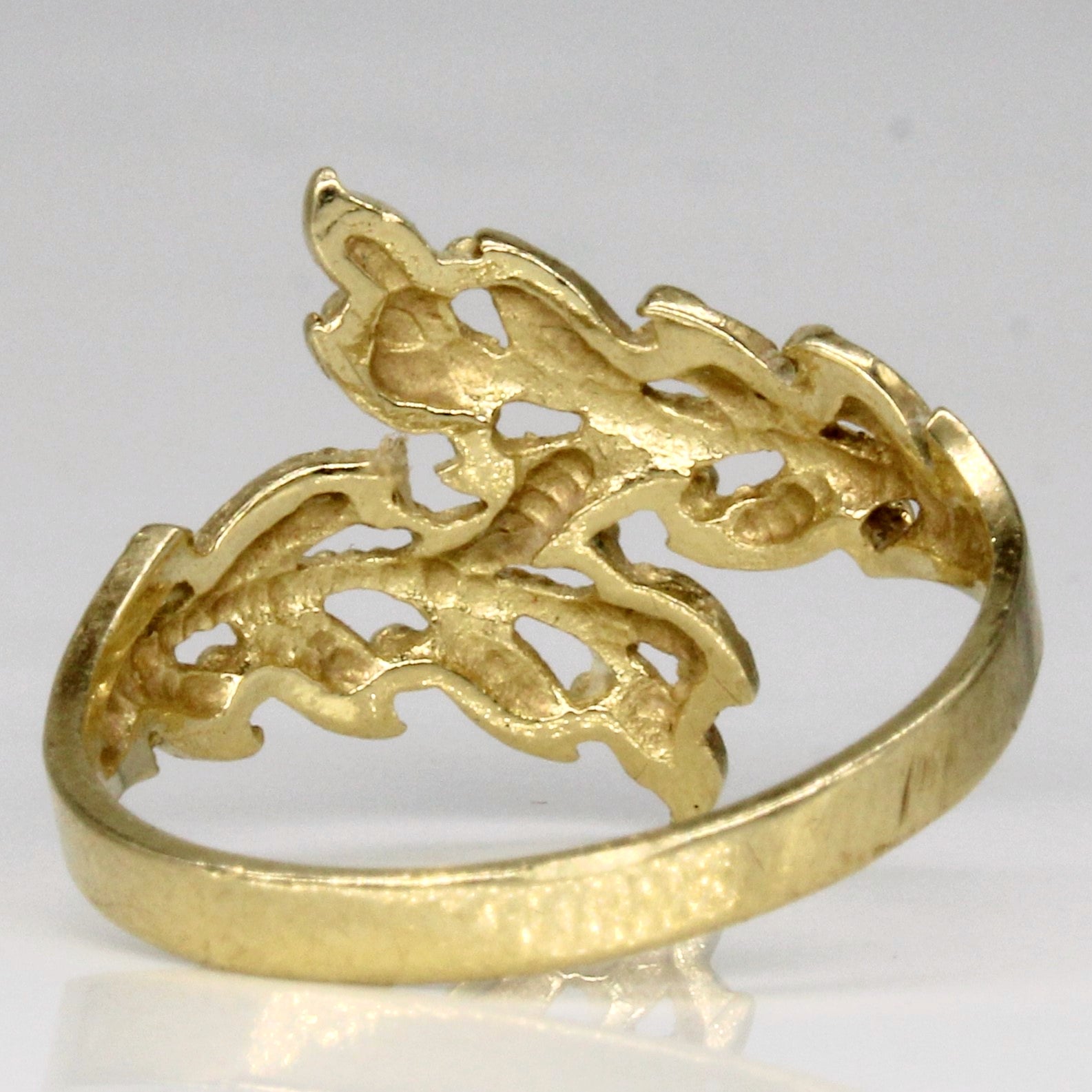 Bague feuille en or jaune 10 carats | Taille 8,75 | 