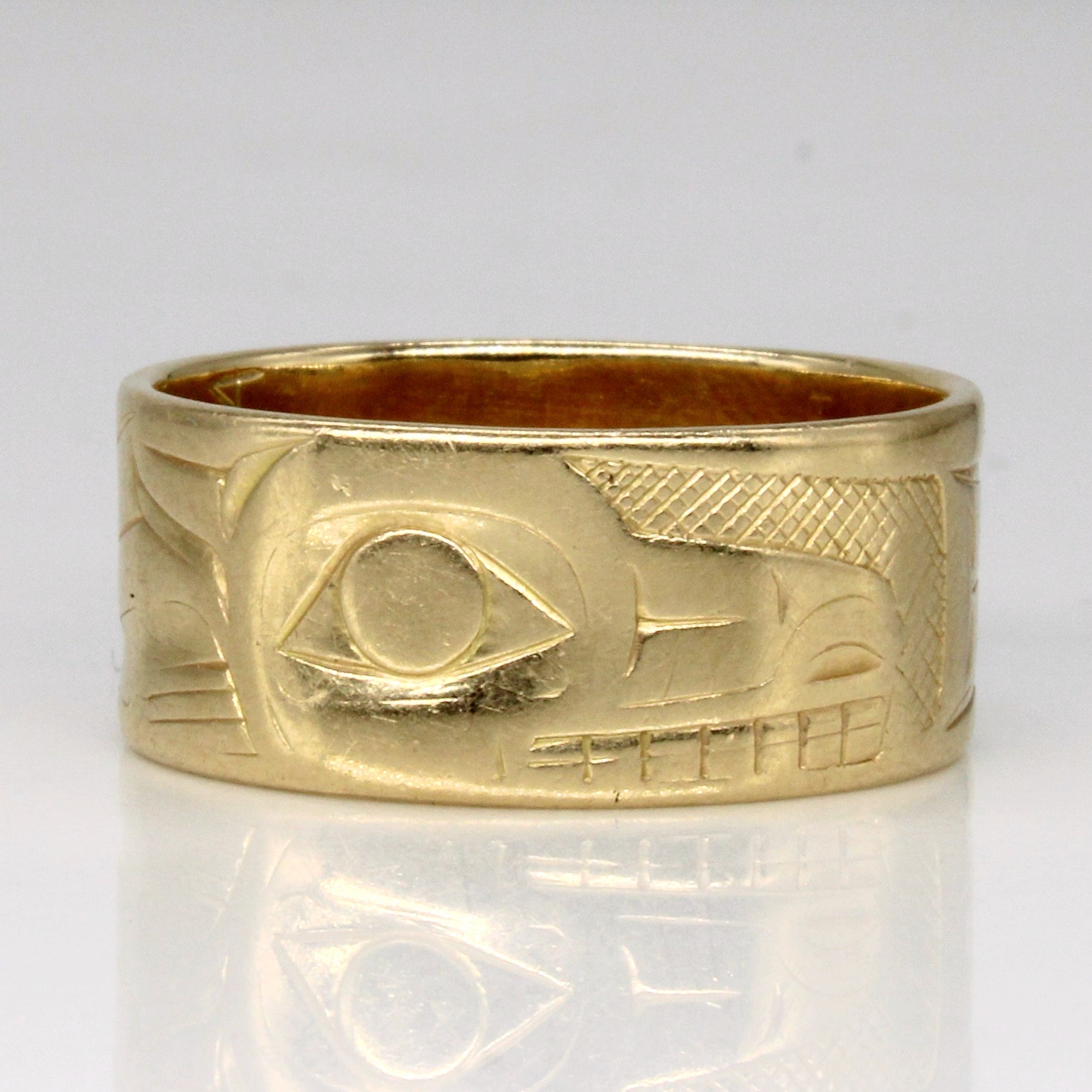 14k Yellow Gold Indigenous Art Ring | SZ 11 |