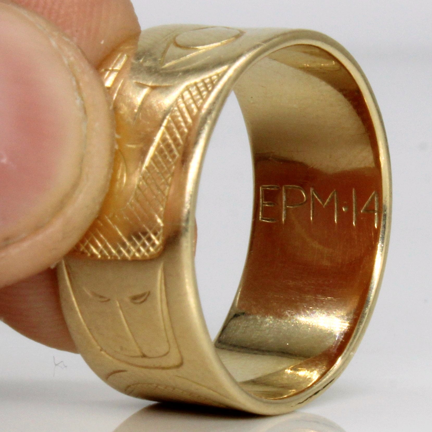 14k Yellow Gold Indigenous Art Ring | SZ 11 |