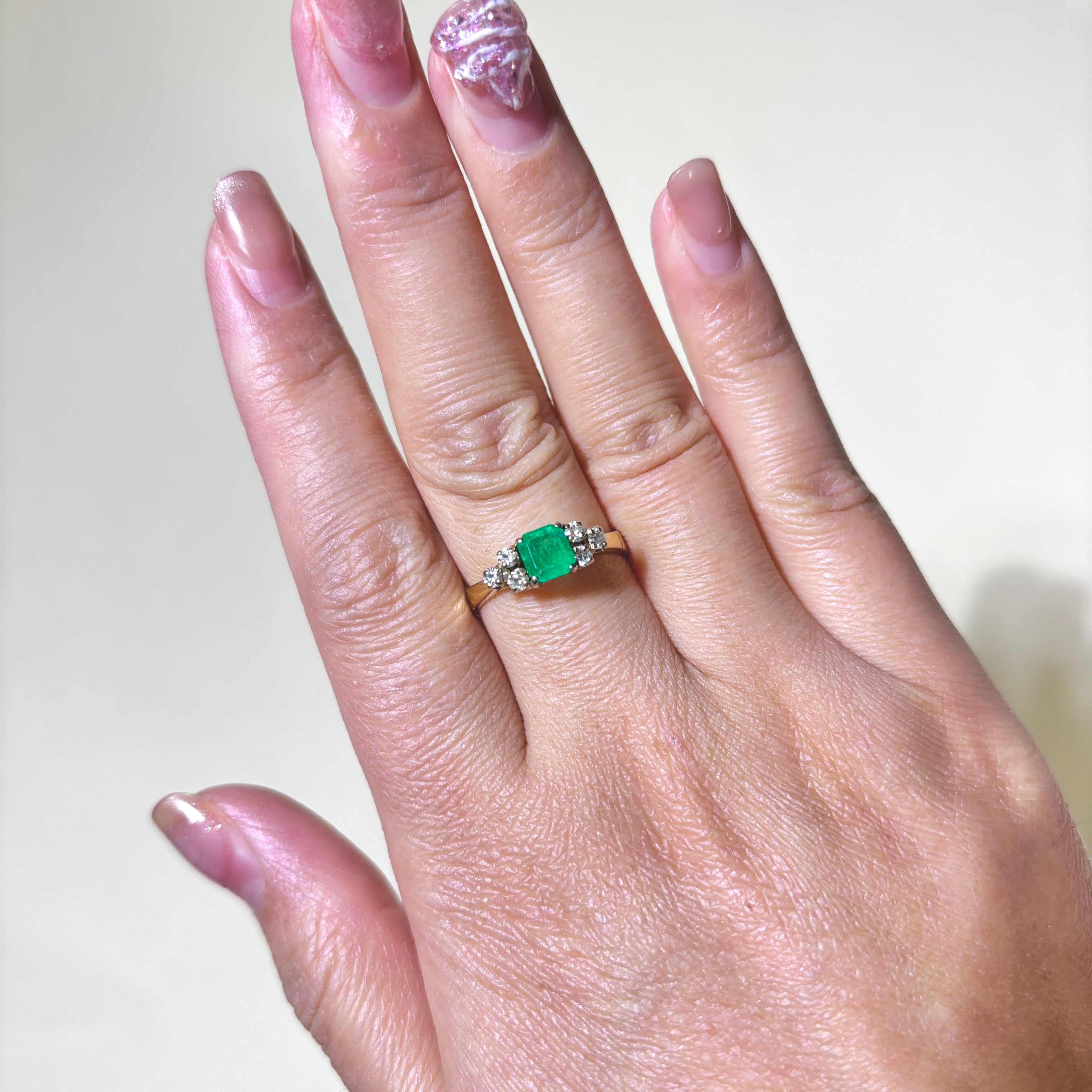 14k Emerald & Diamond Accented Ring | 0.60ct, 0.24ctw | SZ 8