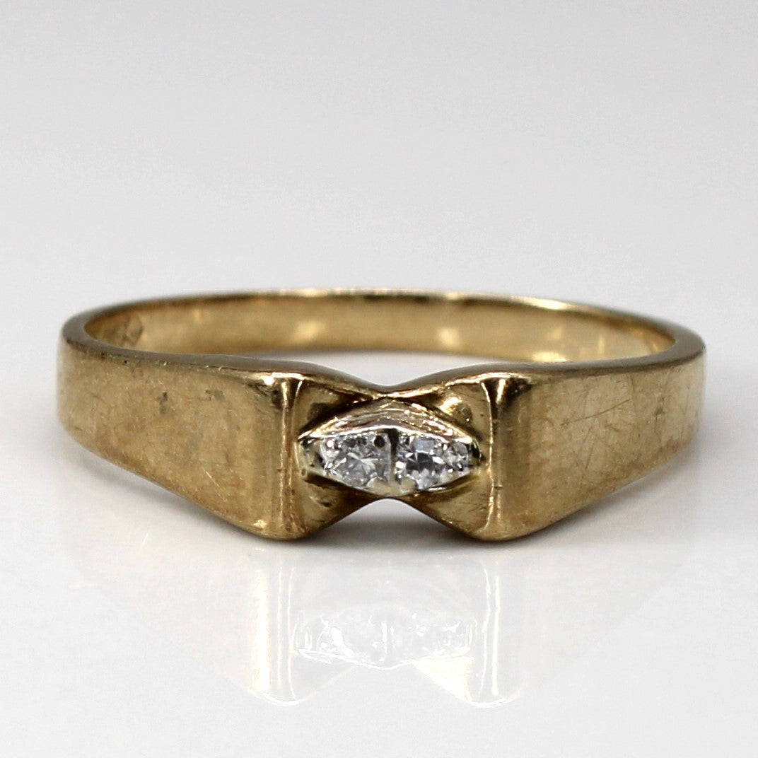 Offset Diamond Gold Ring | 0.02ctw | SZ 7 |