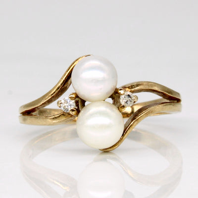 Pearl & Bypass Ring | 0.04ctw | SZ 5 |