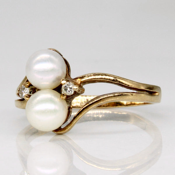 Pearl & Bypass Ring | 0.04ctw | SZ 5 |