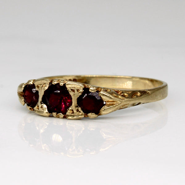 Hallmarked Three Stone Garnet Ring | 0.58ctw | SZ 8.5 |