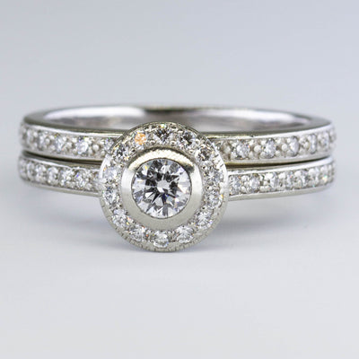 Halo Diamond Engagement Ring Set | 0.63ctw | SZ 7 |