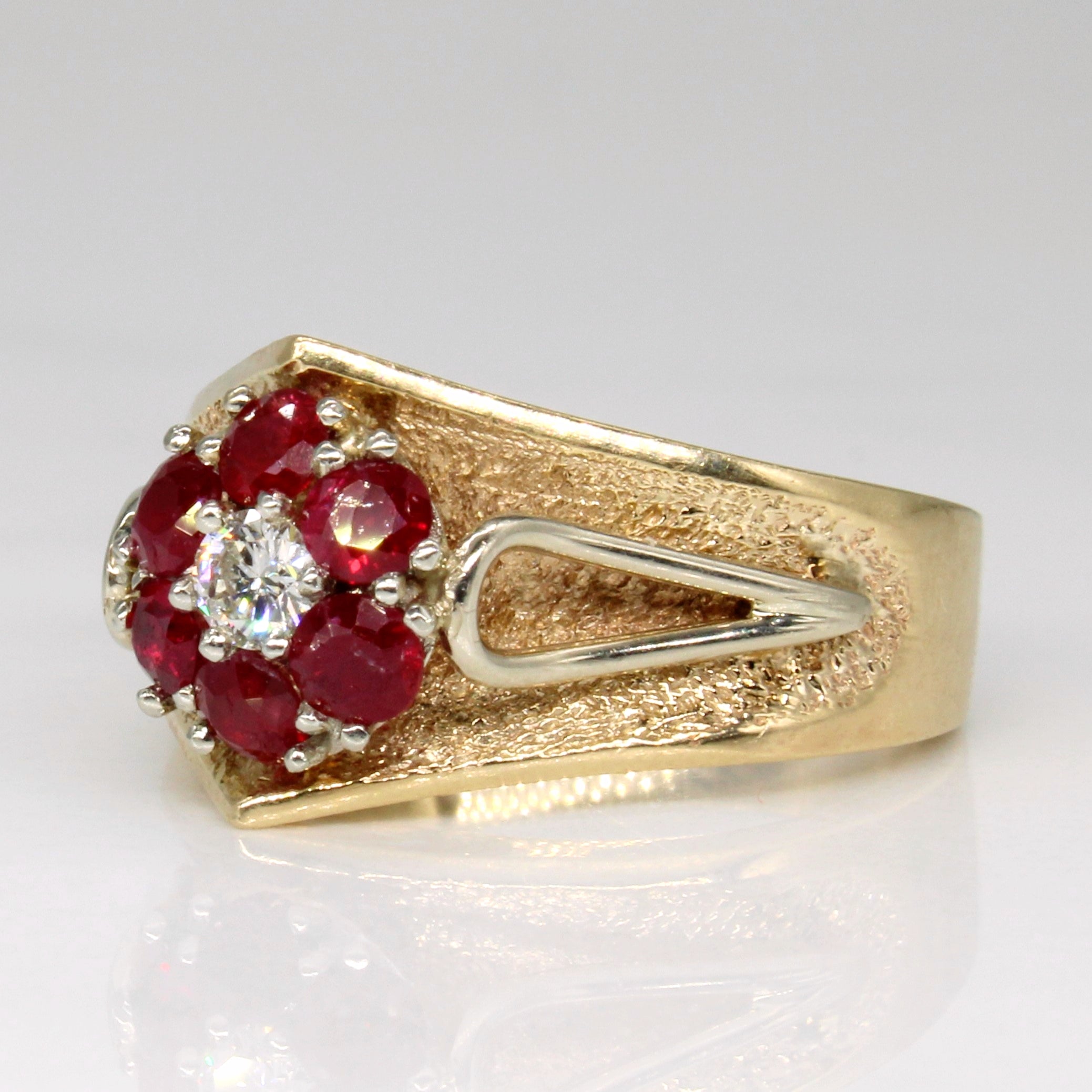 Ruby & Diamond Cocktail Ring | 0.50ctw, 0.10ct | SZ 5.5 |