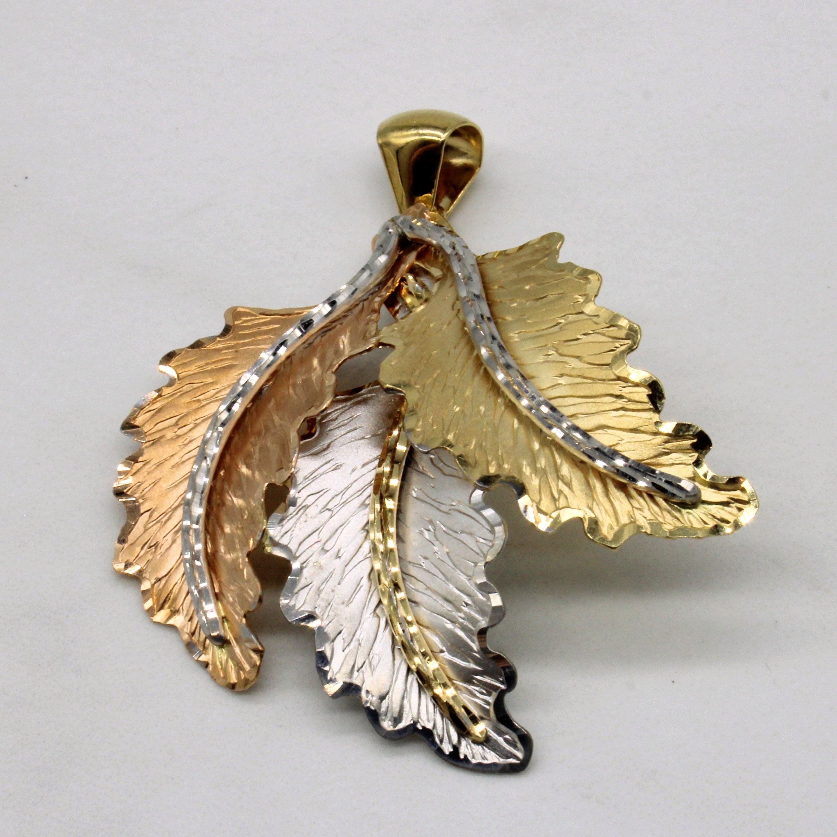 18k Tri Tone Gold Leaf Pendant