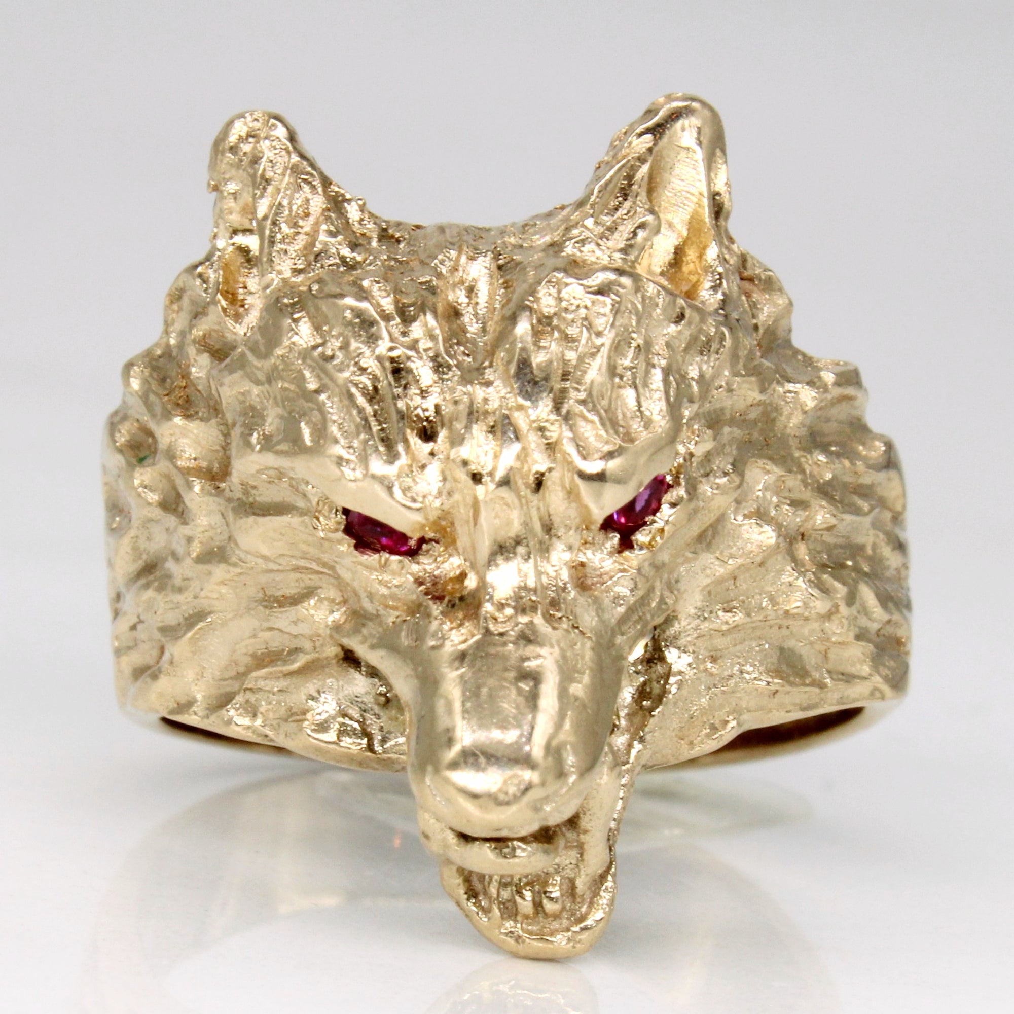 Synthetic Ruby Wolf Ring | 0.08ctw | SZ 8.75 |