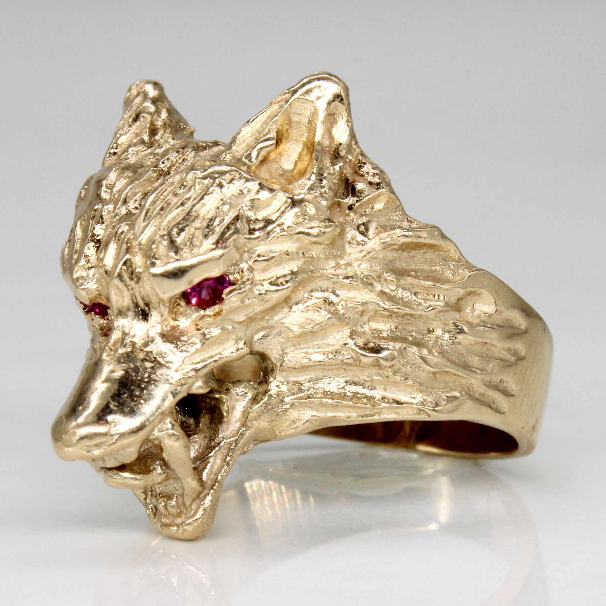 Synthetic Ruby Wolf Ring | 0.08ctw | SZ 8.75 |