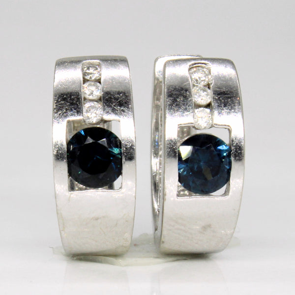 Sapphire & Diamond Hoop Earrings | 0.60ctw, 0.06ctw |