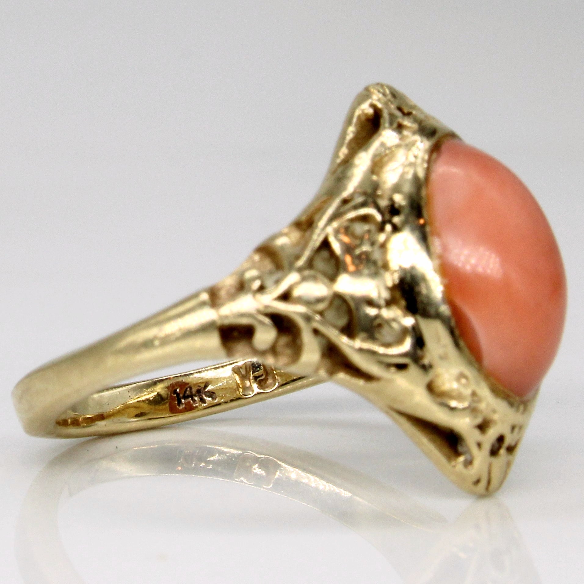 Coral Art Deco Style Ring | 2.50ct | SZ 3.25 |