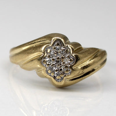 Cluster Diamond Textured Gold Ring | 0.09ctw | SZ 6.5 |