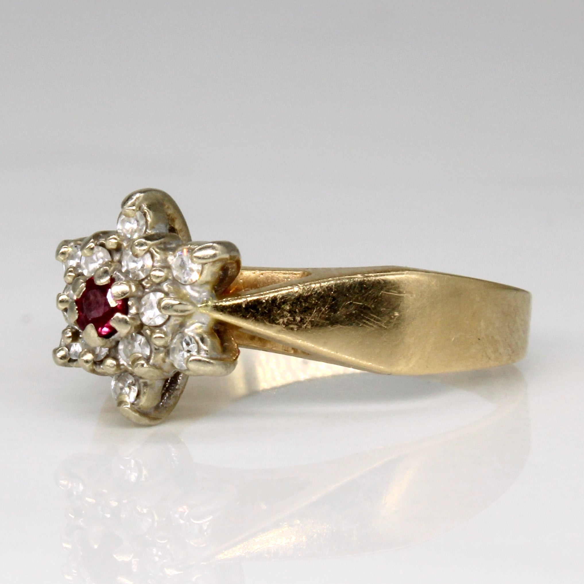 Diamond & Ruby Cluster Ring | 0.12ctw, 0.08ct | SZ 6.25 |