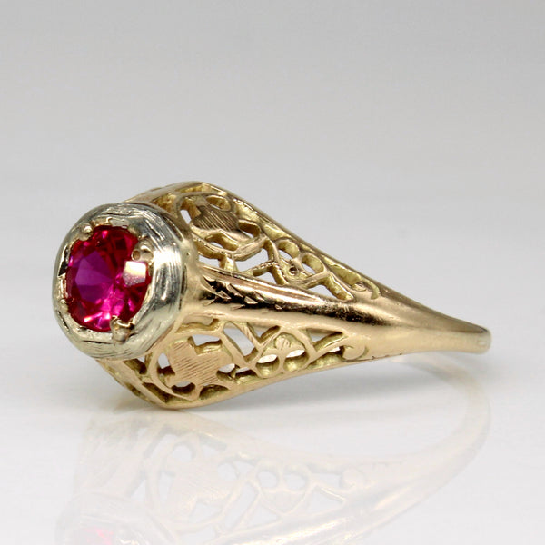 Vintage High Set Synthetic Ruby Ring | 0.40ct | SZ 5.75 |