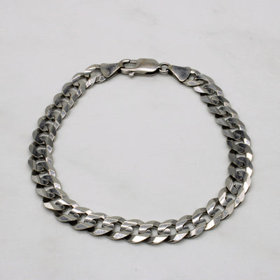 14k White Gold Cuban Link Bracelet | 8.5