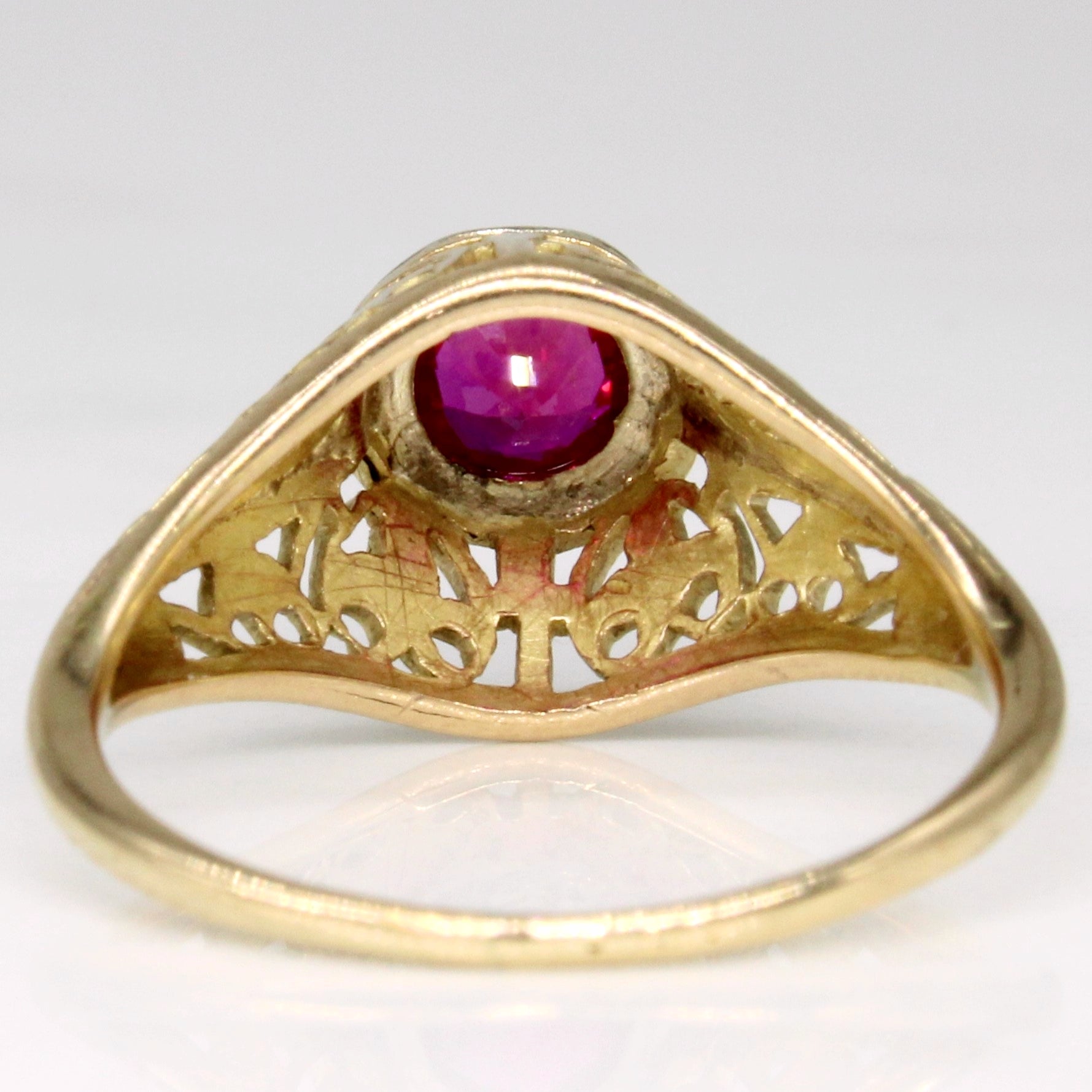 Vintage High Set Synthetic Ruby Ring | 0.40ct | SZ 5.75 |