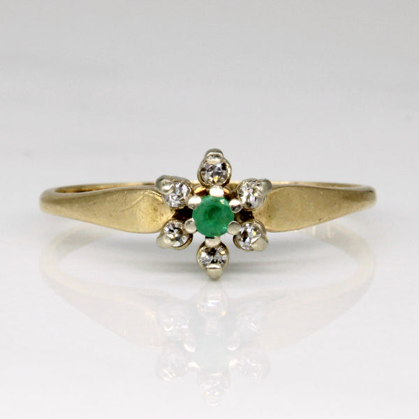 Diamond & Emerald Cluster Ring | 0.03ctw, 0.02ct | SZ 5.5 |