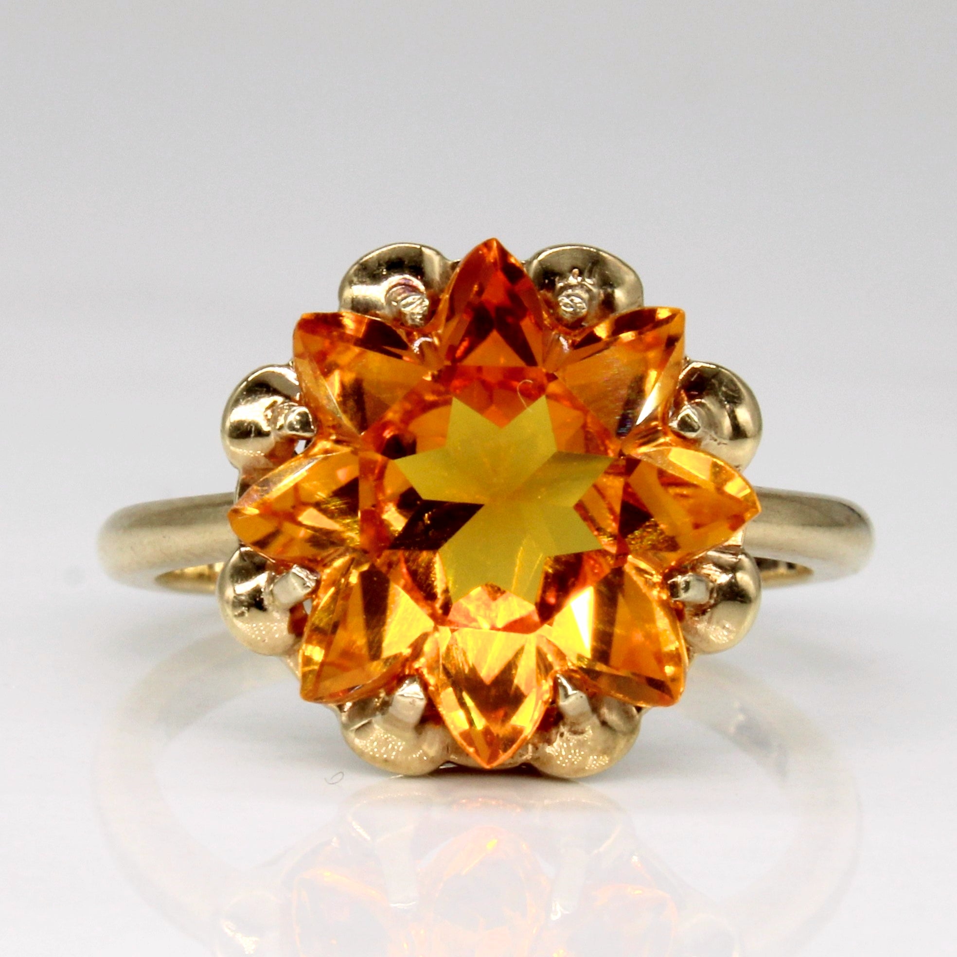 Bague en saphir jaune synthétique taille fleur | 6,00 ct | Taille 6,75 | 