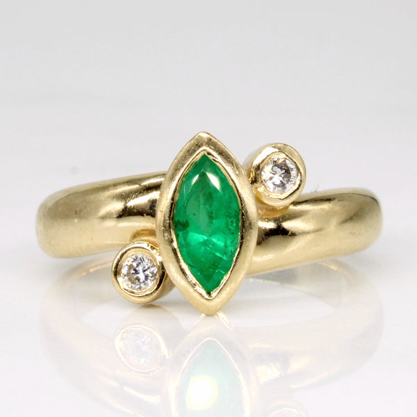 Emerald & Diamond Bypass Ring | 0.42ct, 0.08ctw | SZ 6 |