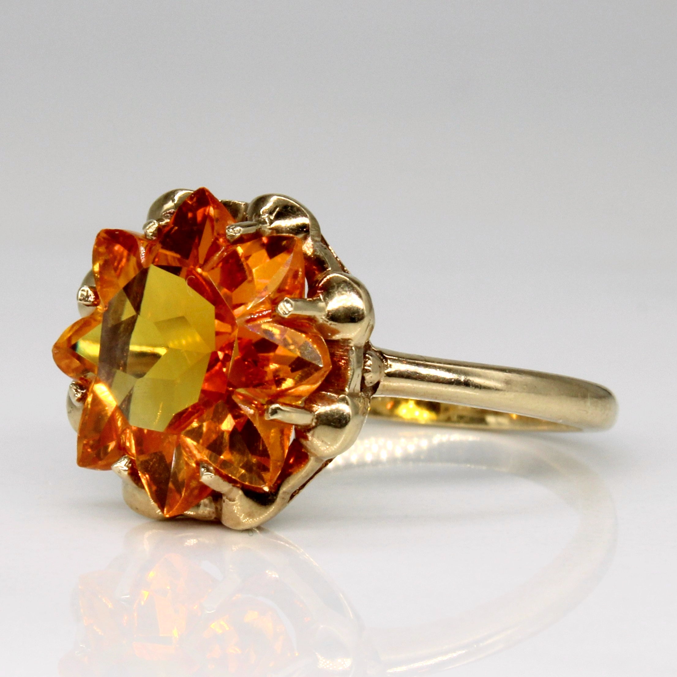 Bague en saphir jaune synthétique taille fleur | 6,00 ct | Taille 6,75 | 