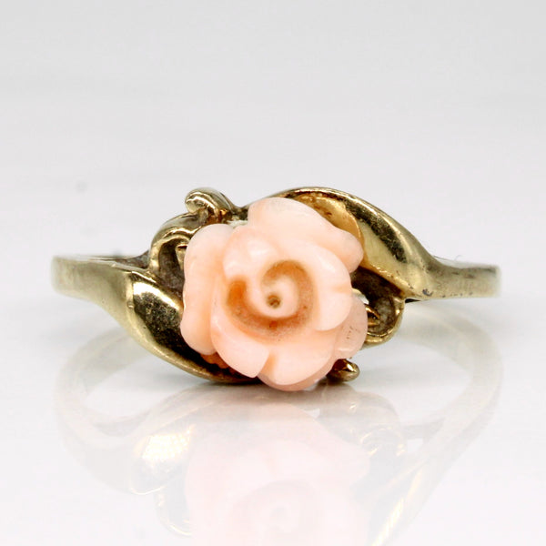 Carved Coral Rose Ring | 1.50ct | SZ 6 |