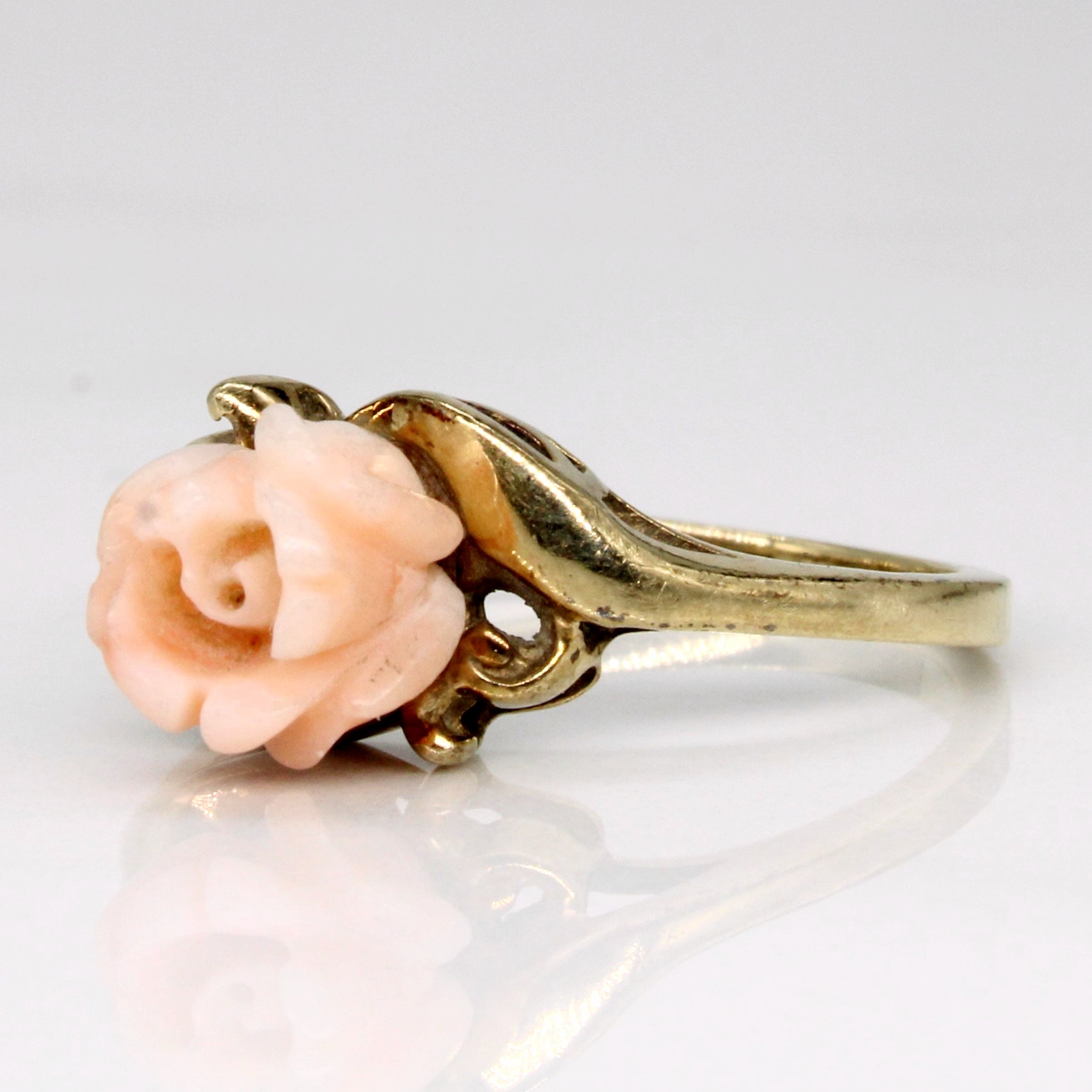 Carved Coral Rose Ring | 1.50ct | SZ 6 |