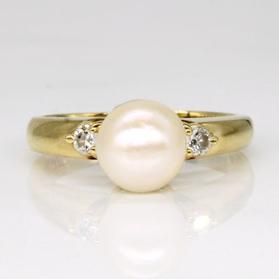 Pearl & Diamond Cocktail Ring | 0.10ctw | SZ 6.25 |