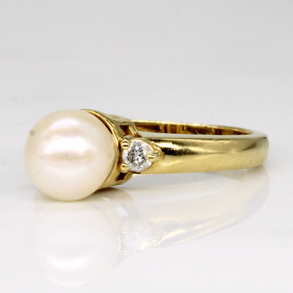 Pearl & Diamond Cocktail Ring | 0.10ctw | SZ 6.25 |