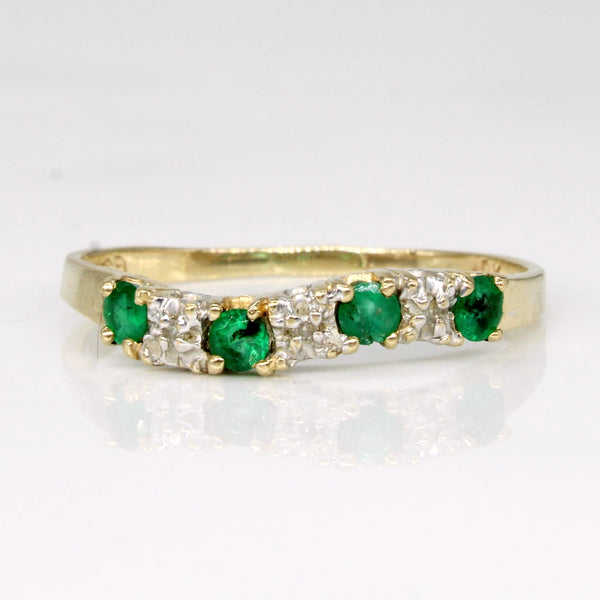 Emerald & Diamond Wave Ring | 0.20ctw, 0.01ctw | SZ 7.75 |