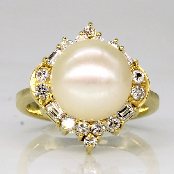Pearl & Diamond Cocktail Ring | 0.34ctw | SZ 4.25 |