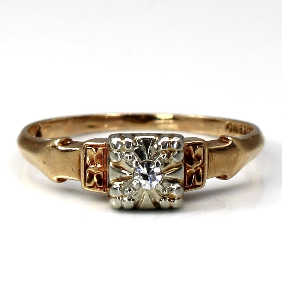 Vintage Diamond Two Tone Gold Ring | 0.03ct | SZ 5.75 |