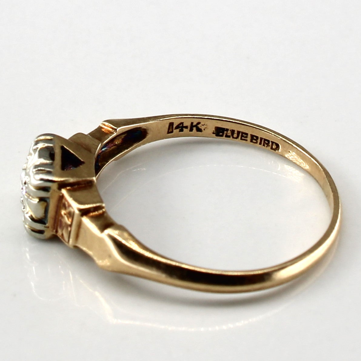 Vintage Diamond Two Tone Gold Ring | 0.03ct | SZ 5.75 |