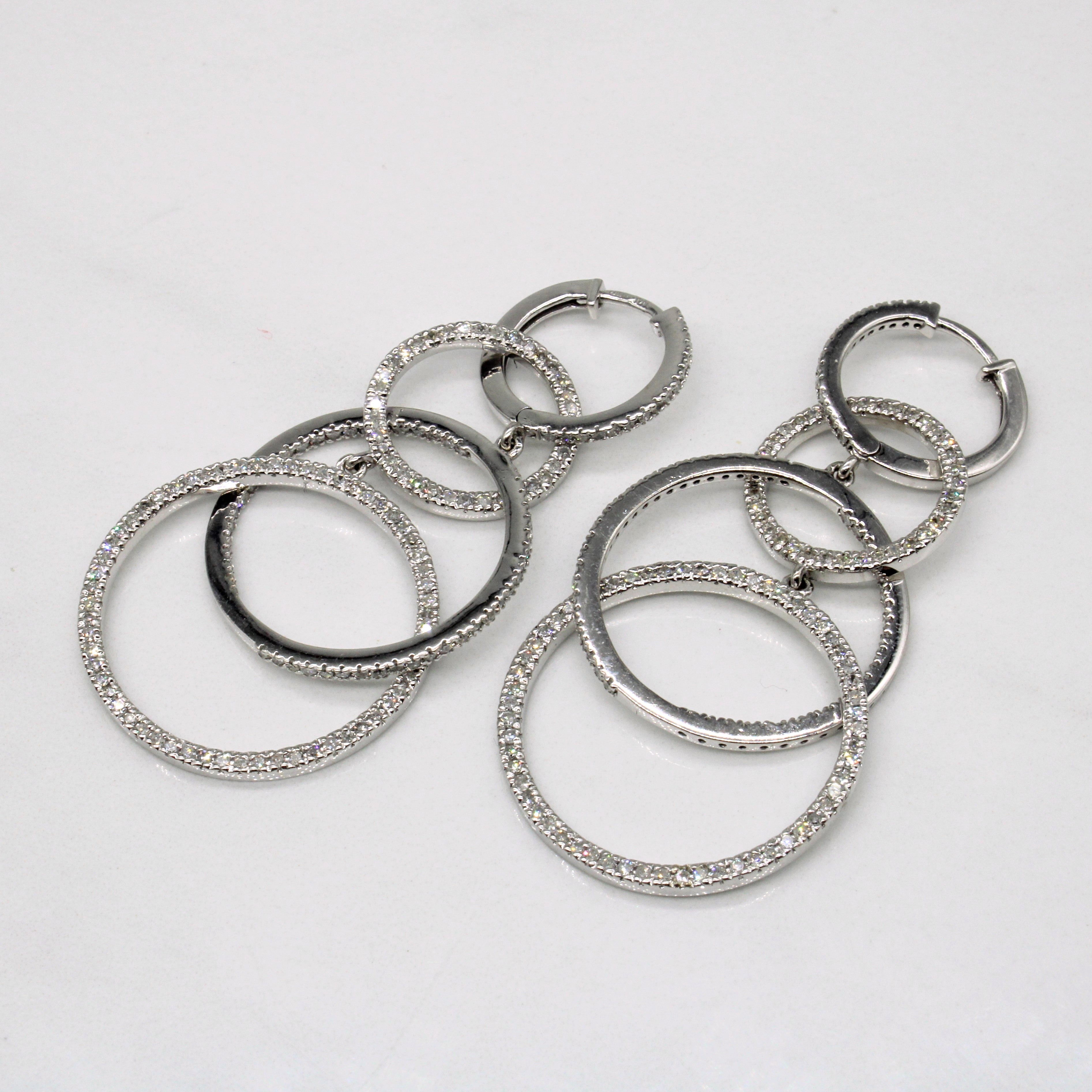 Diamond Drop Hoop Earrings | 1.60ctw |