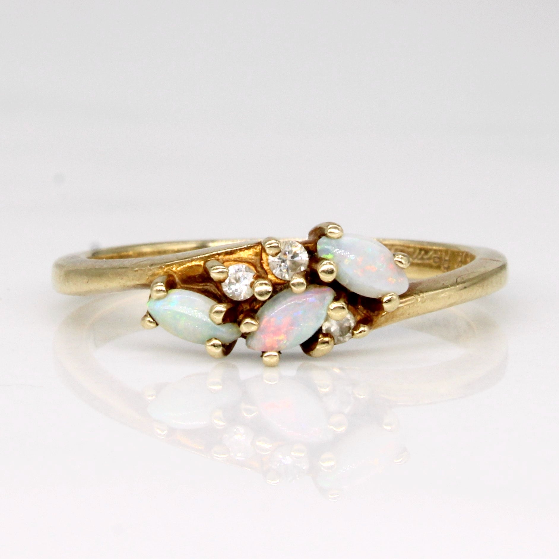 Opal & Diamond Bypass Ring | 0.18ctw, 0.03ctw | SZ 6.25 |