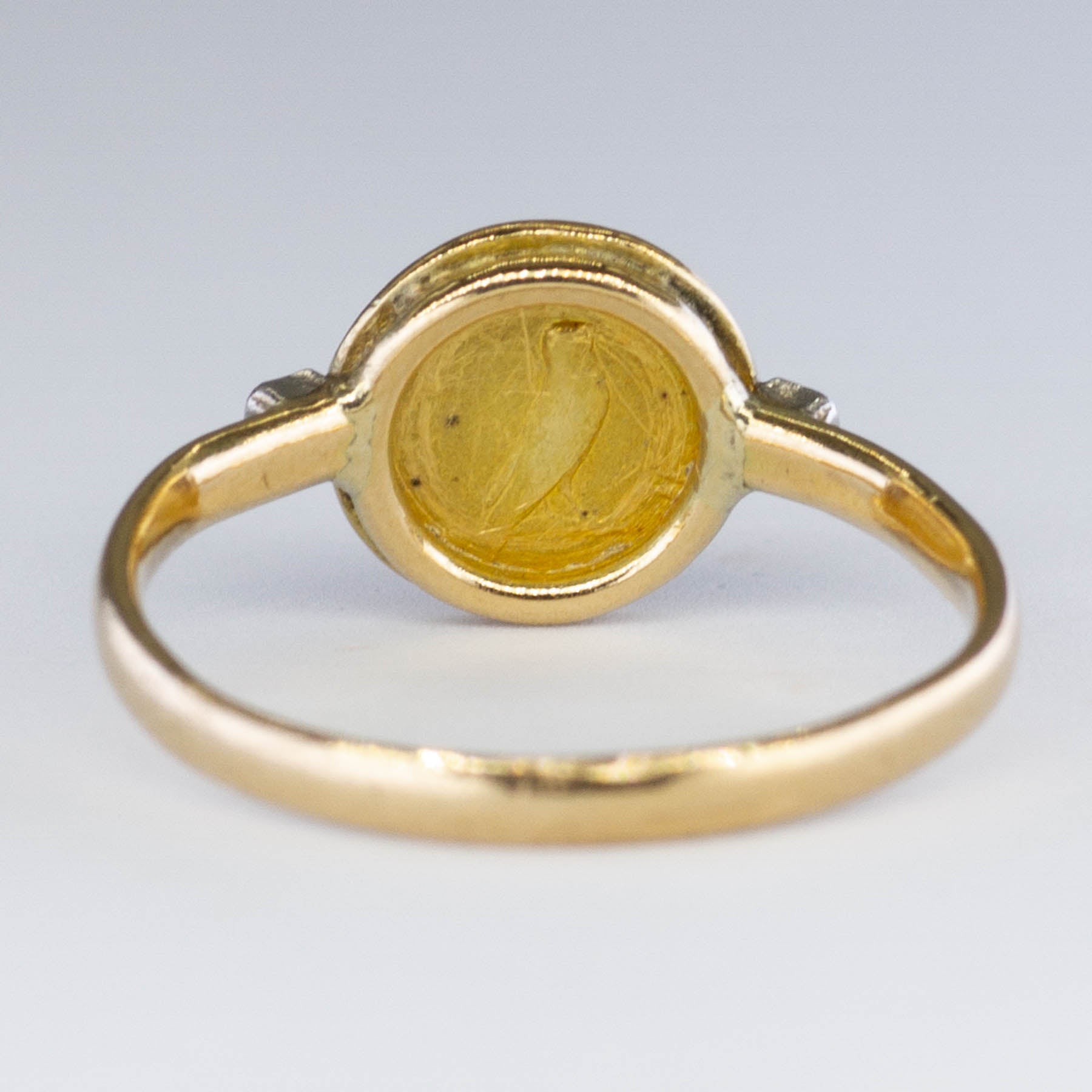 18k Yellow Gold Signet Ring | 0.02ctw | SZ 4.5 |