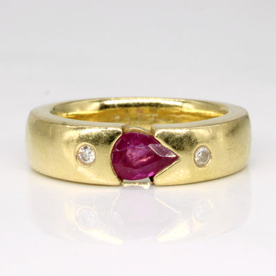 18k Yellow Gold Ruby & Diamond Ring | 0.58ct, 0.05ctw | SZ 5 |