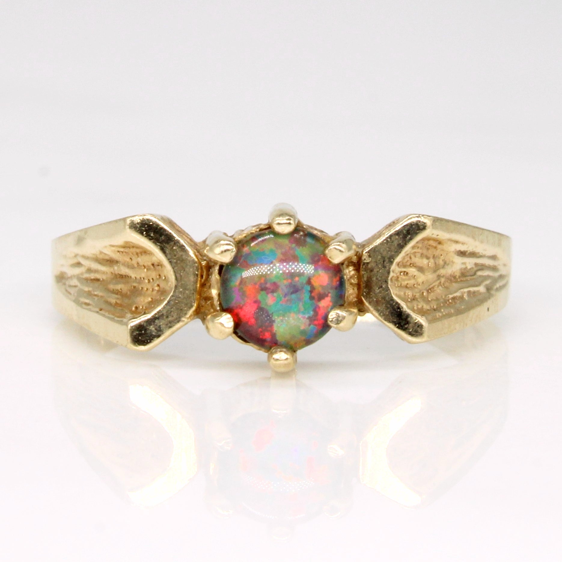 Bague en or jaune 10 carats et opale | 1,36 ct | Taille 6,5 | 