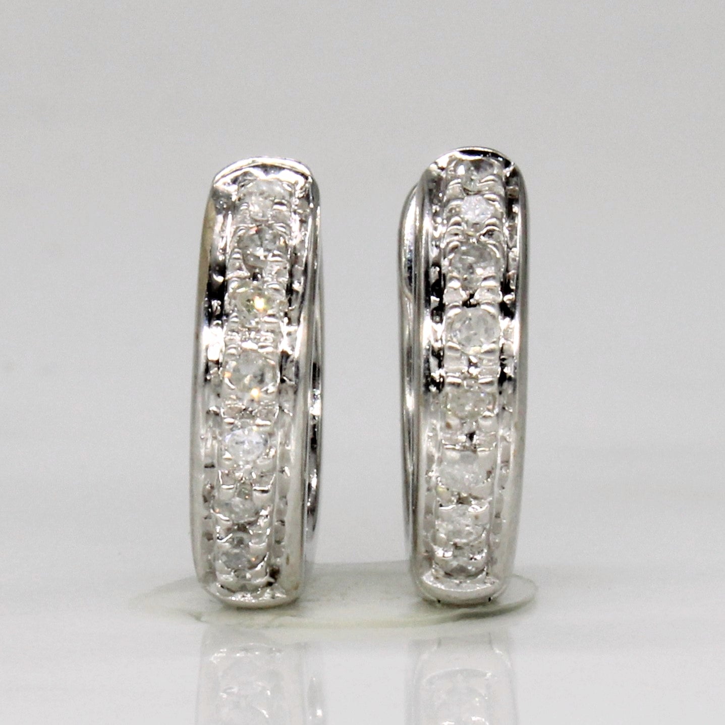 14k White Gold Diamond Hoop Earrings | 0.16ctw |