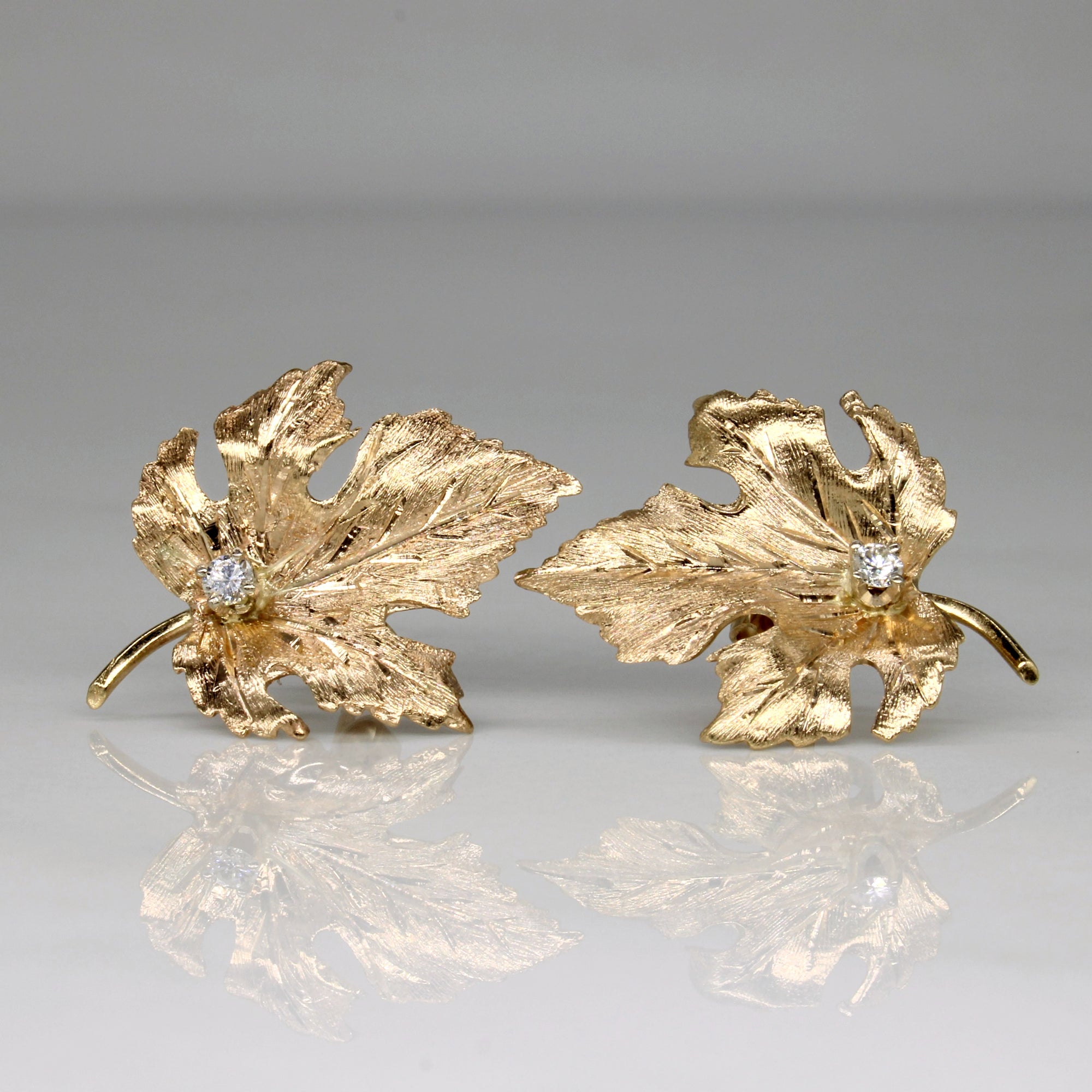 Diamond Maple Leaf Earrings | 0.10ctw |