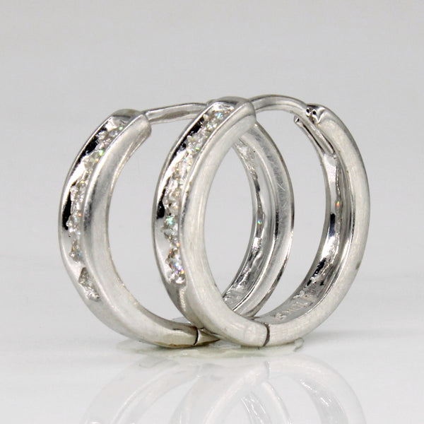 Channel Set Diamond Hoop Earrings | 0.25ctw |