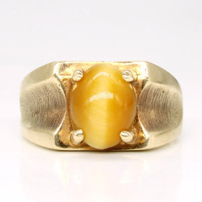 10k Yellow Gold Tiger's Eye Quartz Cocktail Ring | 2.05ct | SZ 7.75 |