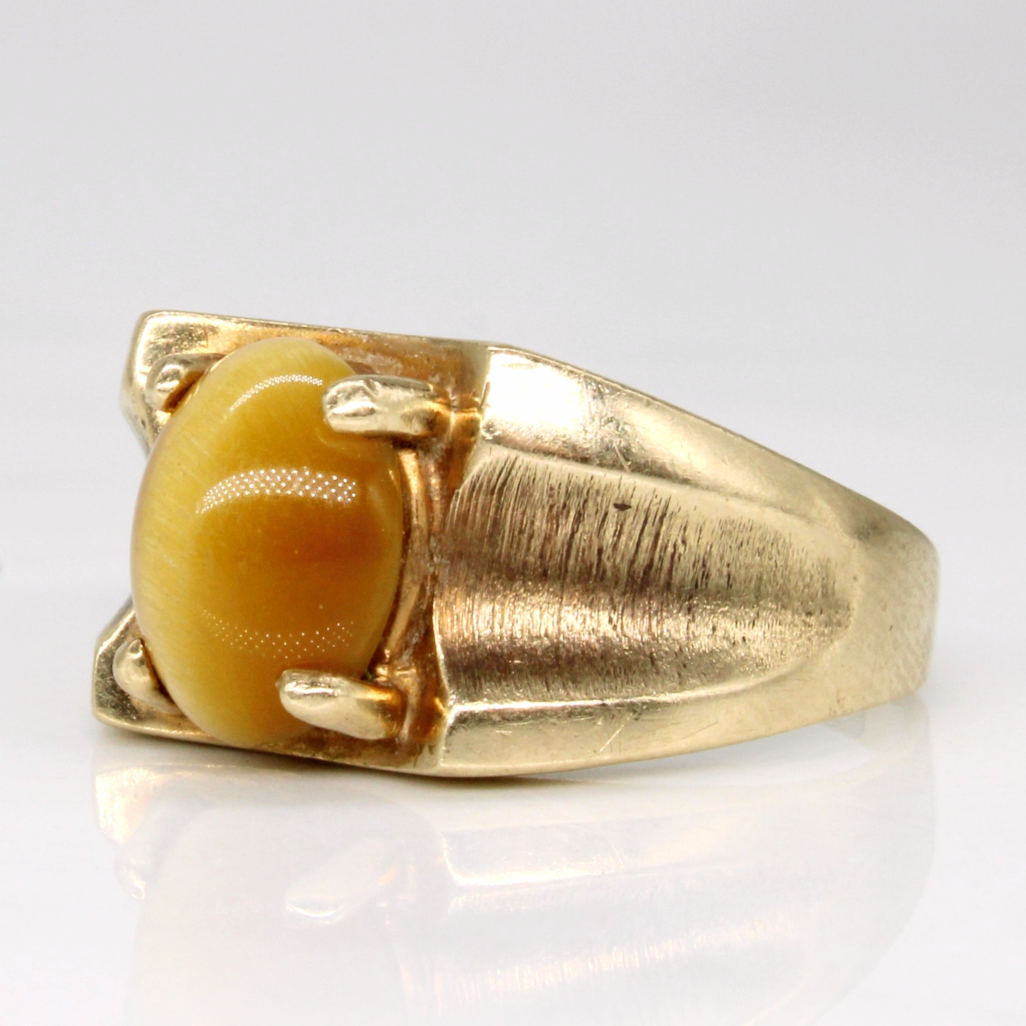 10k Yellow Gold Tiger's Eye Quartz Cocktail Ring | 2.05ct | SZ 7.75 |