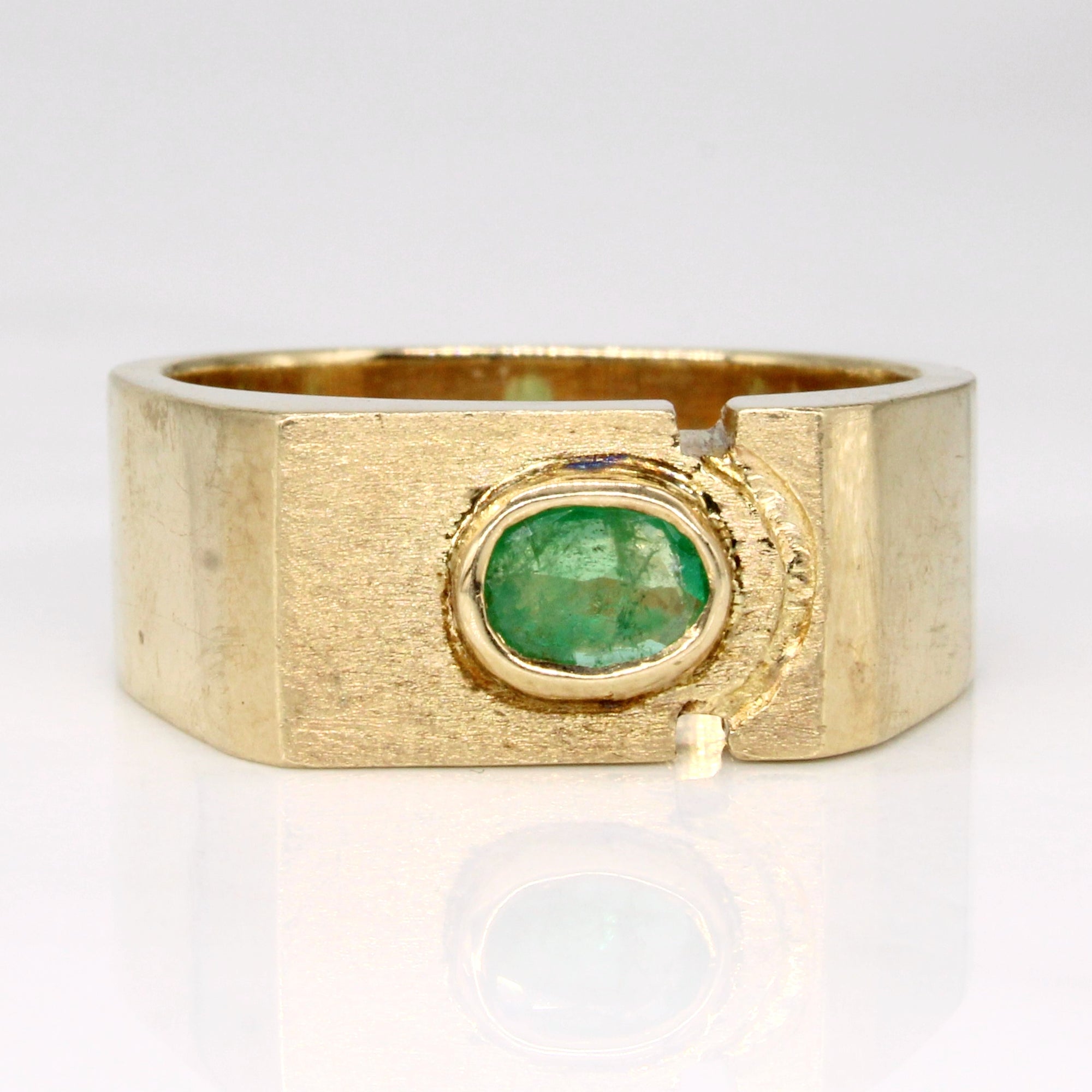 10k Yellow Gold Oval Cut Emerald Ring | 0.27ct | SZ 9.75 |