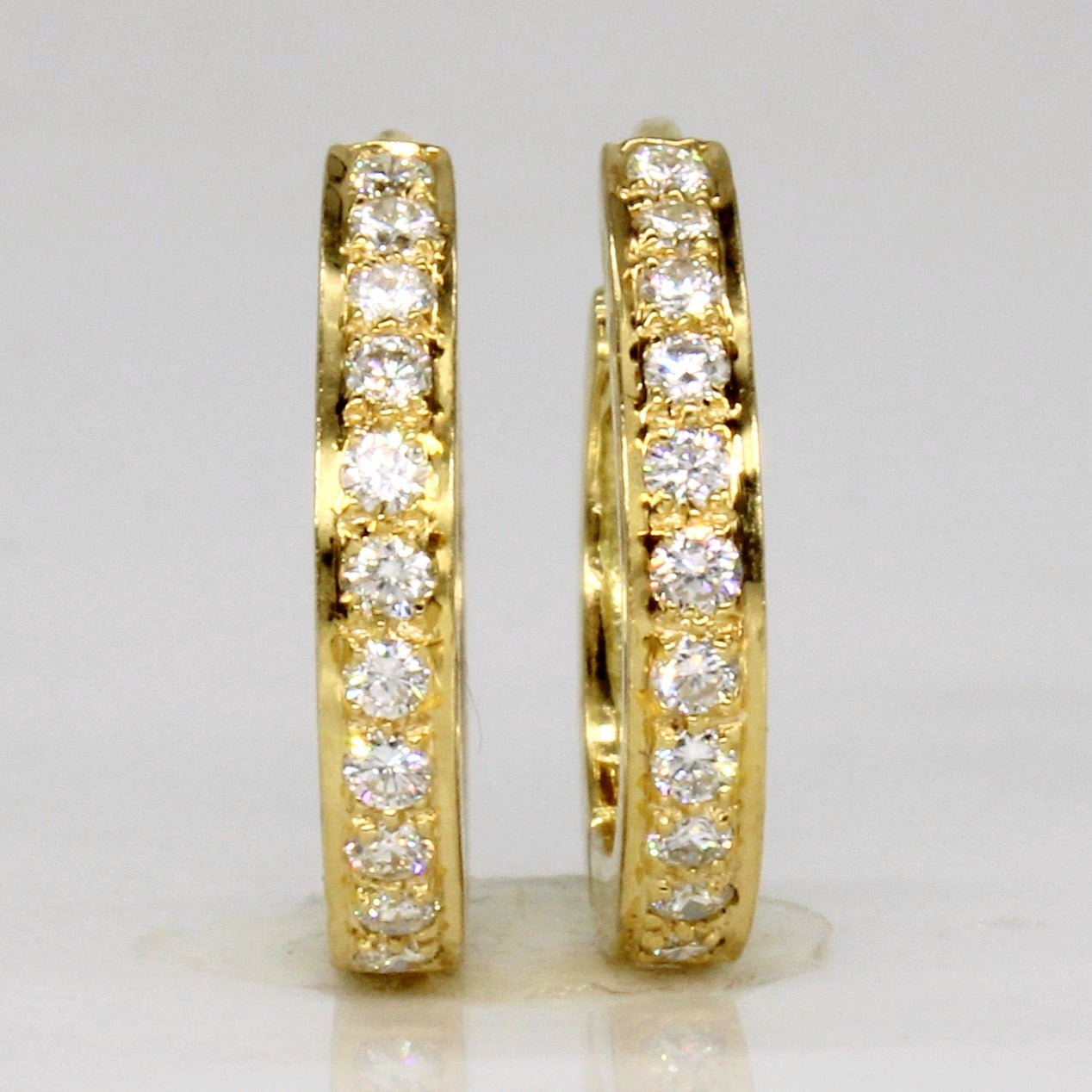 18k Yellow Gold Diamond Hoop Earrings | 0.24ctw |