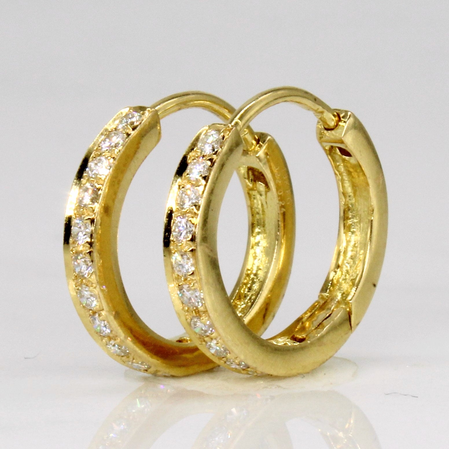 18k Yellow Gold Diamond Hoop Earrings | 0.24ctw |