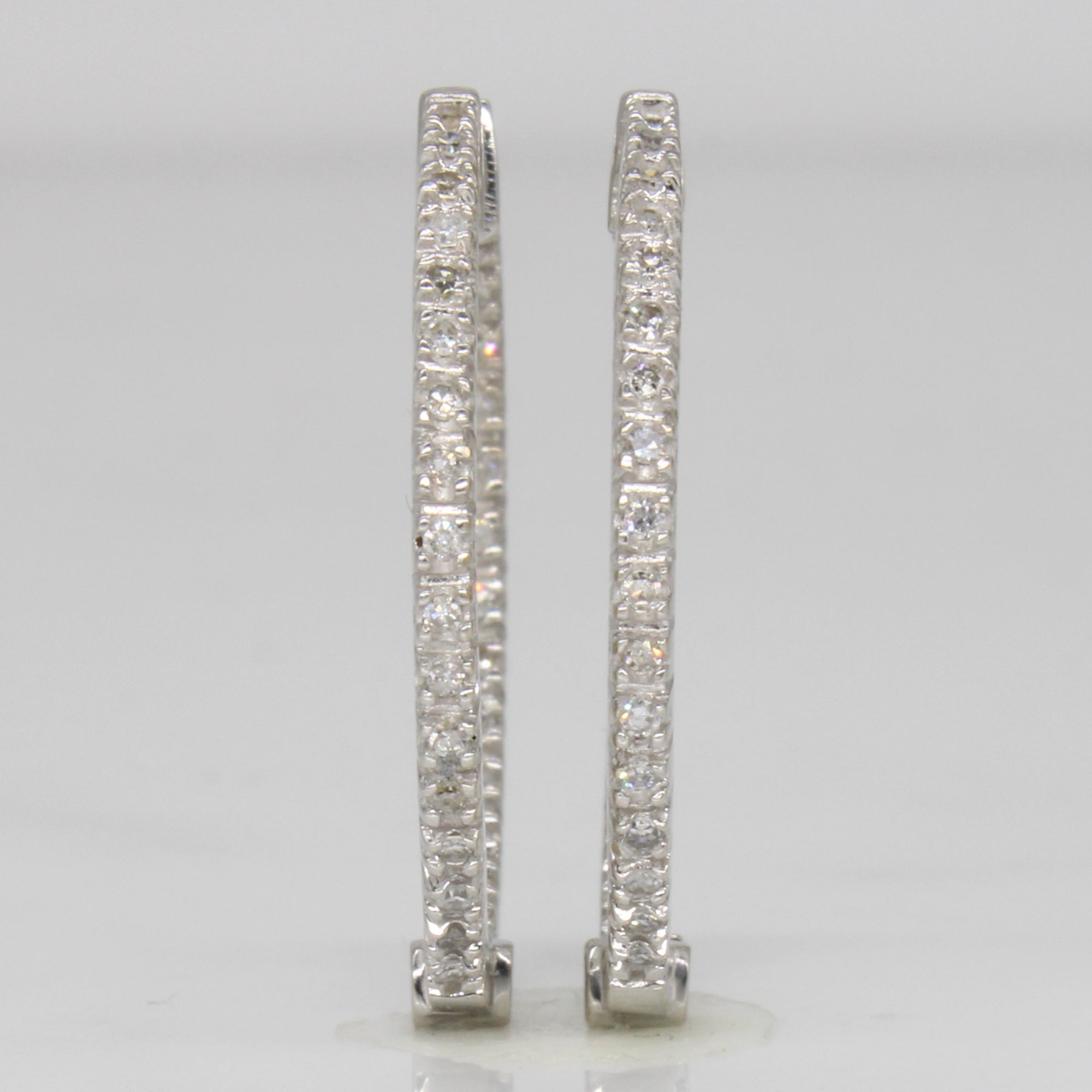 14k White Gold Diamond Hoop Earrings | 0.30ctw |