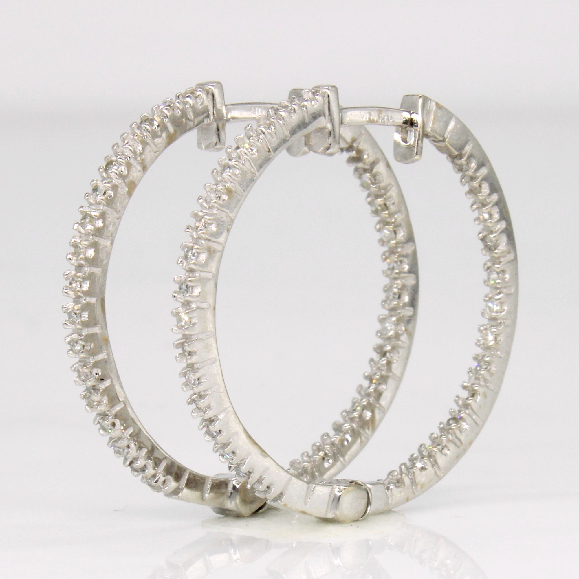 14k White Gold Diamond Hoop Earrings | 0.30ctw |